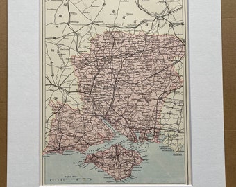 1875 Hampshire Original Antique Map - UK County - England - Available Matted and Framed