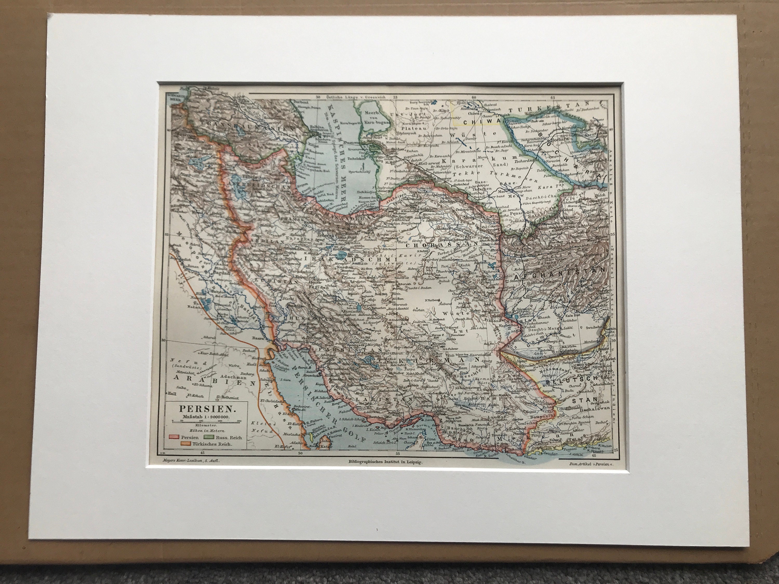 1896 Persia Original Antique Map - Available Mounted and Matted ...