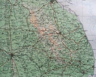 1922 Lincolnshire Original Antique Panorama Map - Ordnance Survey