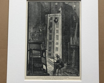 1880 Interior of the Church of the convent of St Catherine Original Antique Engraving - Mounted and Matted - Available Framed - Bethlehem
