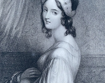 1836 Theresa Original Antique Print - Engraving - Portrait - Mounted and Matted - Available Framed