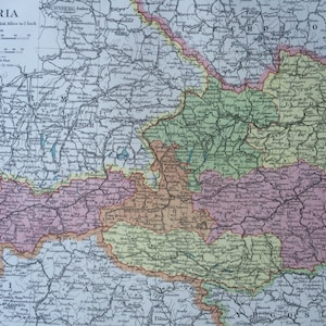 1920 AUSTRIA Original Vintage Karte, 30 x 37 cm, historische Wanddekoration, Stanford Atlas, Home Decor, Kartographie, Geographie