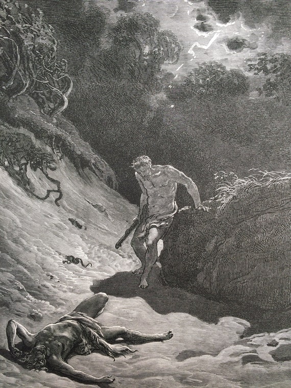 1870 The Death of Abel Original Antique Gustave Dore Engraving | Etsy