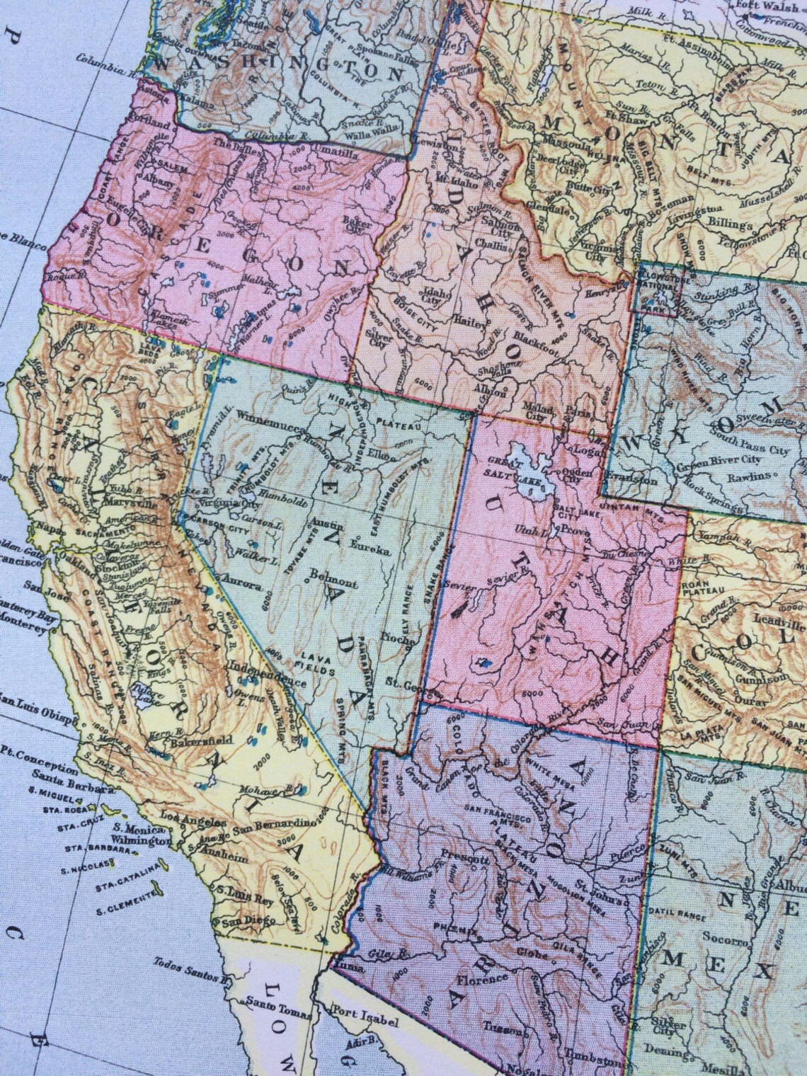 1875 UNITED STATES Large Original Antique Map Cartography Etsy UK