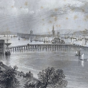 1840 Waterford Original Antique Engraving - Landscape Scenery - Ireland - Mounted and Matted - Available Framed