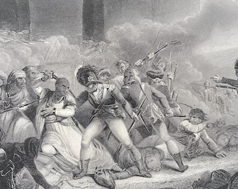 1874 The Fall of Tippoo Saib Original Antique Print - Tipu Sultan - Indian History - Anglo-Mysore War Mounted and Matted - Available Framed