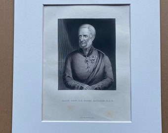 1874 Major General Sir Henry Havelock Original Antique Print - Military History - Portrait - Mounted and Matted - Available Framed