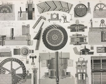 1849 Engineering Diagram Large Original Antique Engraving - Mounted and Matted -  Victorian Technology - Available Framed