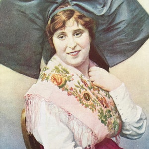 1940s Young Girl of Alsace Original Vintage Print - France - Mounted and Matted - Available Framed