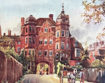 1907 Newnham College, Gateway, Cambridge Original Antique Print  -  Cambridge University Print - Mounted and Matted - Available Framed