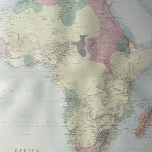 1876 Africa Extra Large Original Antique A & C Black Map - Colonial History - Continent Map - Wall Decor