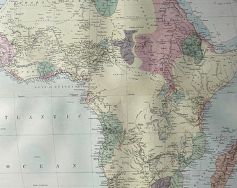 1876 Africa Extra Large Original Antique A & C Black Map - Colonial History - Continent Map - Wall Decor