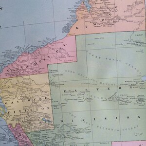 1901 西オーストラリア 大型オリジナルアンティークマップ、22.5 x 14.5 インチ、ホームデコレーション、地図作成、地理、ヴィンテージデコレーション