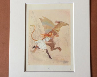 1922 Alice in Wonderland Original Vintage Margaret Tarrant  Illustration - Mounted and Matted - Available Framed - Nursery Decor