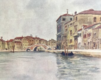 1904 I Trei Ponti Original Antique Print - Venice - Italy - Mounted and Matted - Available Framed