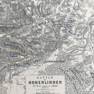 1875 Schlacht bei Hohenlinden 1800 Originale Antike Landkarte - Deutschland - Koalitionskriege - Schlachtkarte - Militärgeschichte - erhältlich gerahmt