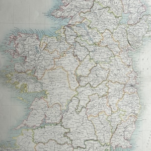 1898 Irland Extra Große Original Antike A & C Schwarze Karte - Irische Geschichte - Irisches Dekor - Eire - Wand Dekoration - Geschenkidee