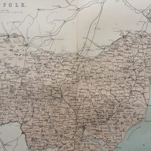 1868 Suffolk Original Antike Landkarte - UK County - England County - Wanddekoration