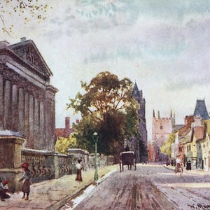 1907 Fitzwilliam Museum, Evening Original Antique Print  -  Cambridge University Print - Mounted and Matted - Available Framed