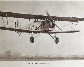 1931 The Hawker 'Horsley' Original Vintage Photo Print  - Airplane -  British Aircraft - Aviation - Available Framed