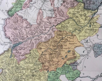 1885 Selkirkshire Original Antique Map - Scottish County - Scotland - Available Framed