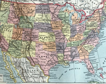 1923 United States Original Antique Map - Mounted and Matted - Decorative Art - Wall Decor - Cartography - Available Framed