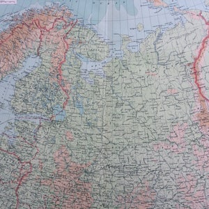 1922 RUSSIA SETTENTRIONALE E FINLANDIA Grande mappa fisica originale Antique Times Atlas - Paesi Baltici - Lituania - Lettonia - Estonia - Grande mappa murale