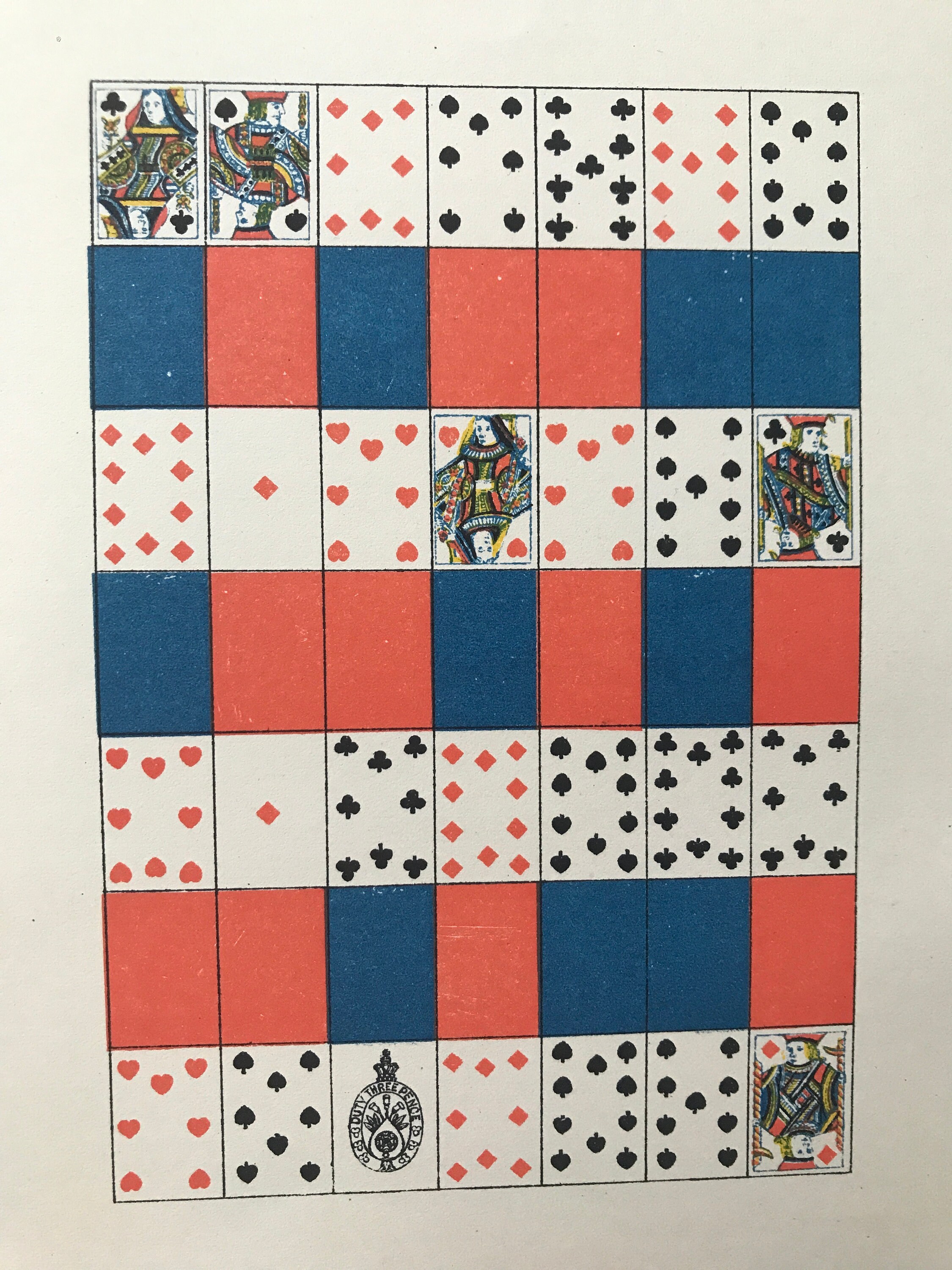 1887 Patience Card Game Original Antique Print Mounted and Matted