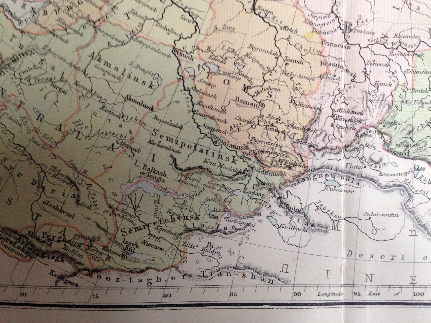 central asia caucasus siberia antique asia vintage 1887 RUSSIA IN ASIA map colour historical original central asia caucasus siberia antique asia vintage 1887 RUSSIA IN ASIA map colour historical original