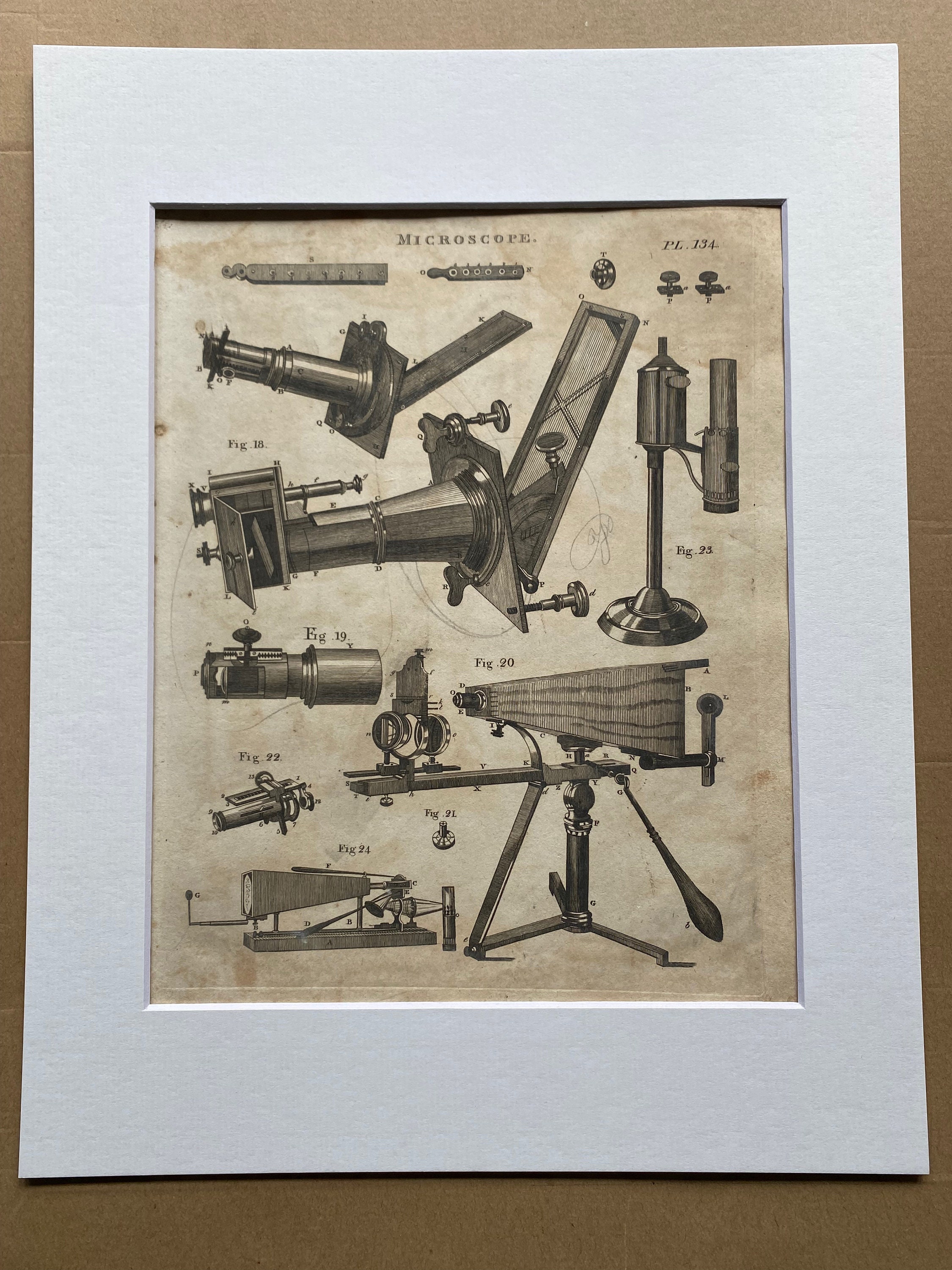 1806 Microscope Original Antique Engraving - Science - Encyclopaedia ...