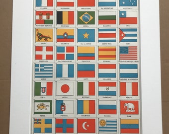 1897 Flags Original Antique Print - Vexillology - Flag Decor - Mounted and Matted - Available Framed