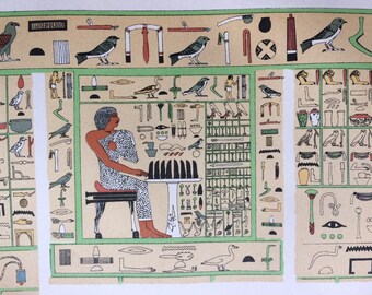 1895 Hieroglyphs Original Antique Lithograph - Mounted and Matted - Ancient Egypt - Vintage Wall Decor - Available Framed