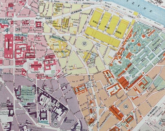 1898 Paris - Cinquieme Arrondissement Original Antique Map - France - Parisian Decor - City Plan - Mounted and Matted - Available Framed