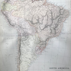 1882 南アメリカ 大型オリジナルアンティークマップ、15 x 22 インチ、ホームデコレーション、地図作成、地理、ヴィンテージデコレーション、壁掛けマップ