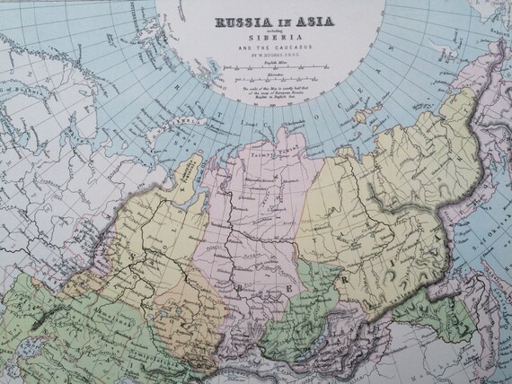 central asia caucasus siberia antique asia vintage 1887 RUSSIA IN ASIA map colour historical original central asia caucasus siberia antique asia vintage 1887 RUSSIA IN ASIA map colour historical original