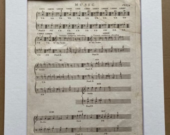 1806 Music Original Antique Engraving - Music Theory - Gift for Musician - Composer - Encyclopaedia - Mounted and Matted - Available Framed