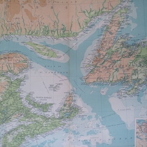 1922 Maritime Provinzen & Neufundland Großer antiker Zeit Atlas Physische Landkarte - Große Wandkarte - Kanada - Halifax