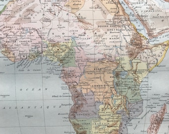 1897 Africa Original Antique Map showing Colonial Powers and Independent States - Mounted and Matted - Available Framed