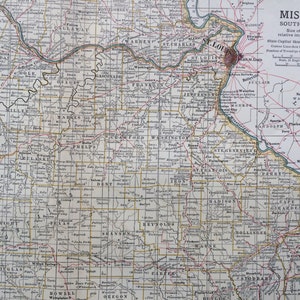 Mapa antiguo original grande del sur de Misuri de 1903 - Mapa de pared - Decoración del hogar - Cartografía - 11 x 16 pulgadas - Mapa detallado - Geografía