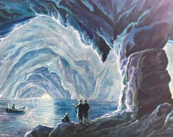 1940s Blue Grotto, Capri - Bay of Naples Original Vintage Print - Mounted and Matted - Italy - Available Framed