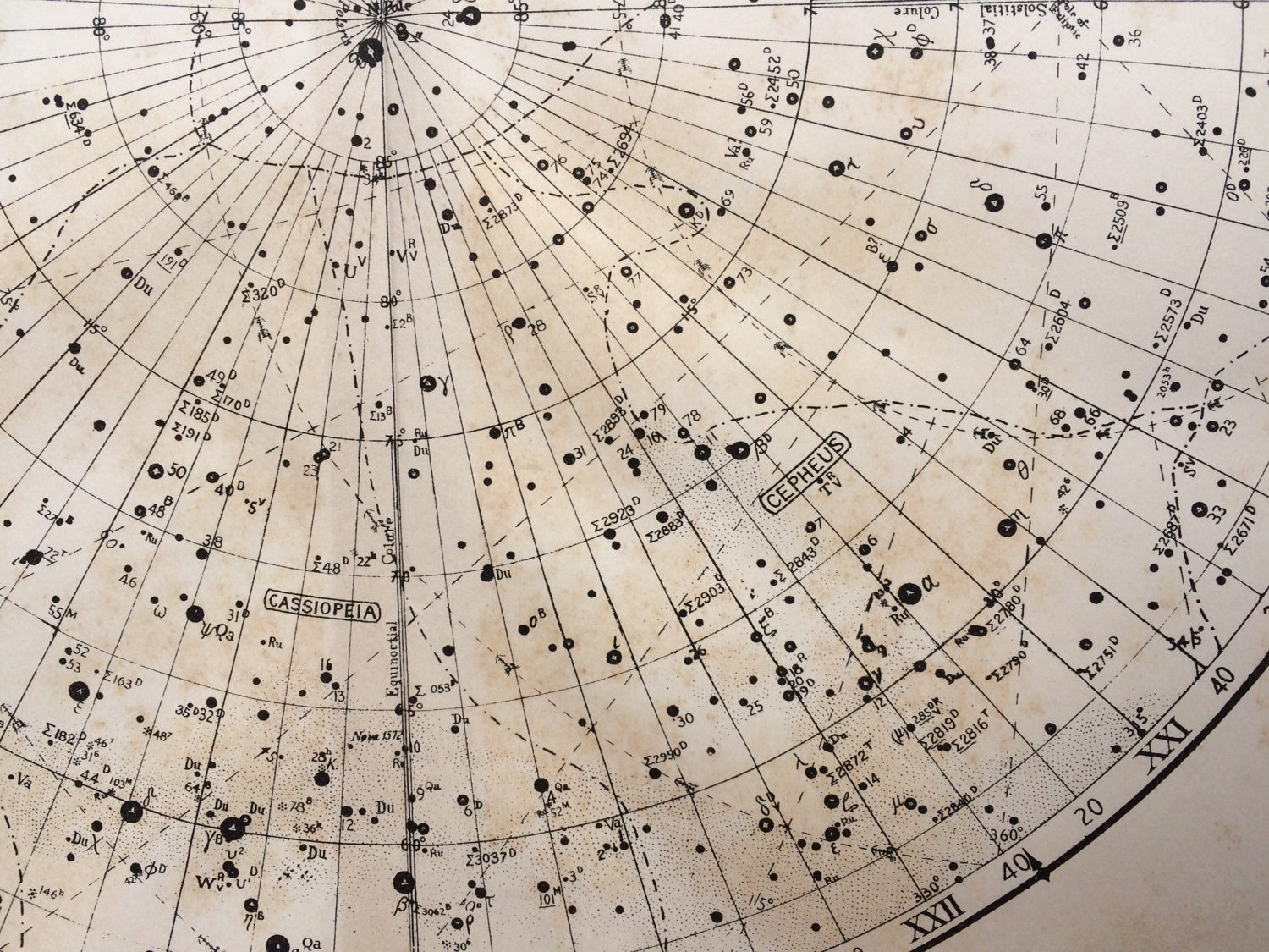 1896 Original Large Antique Star Map for anno 1880 - 14 x 18