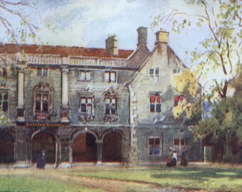 1907 Pepy's Library Magdalene College, Cambridge University Original Antique Print - Mounted and Matted - Available Framed