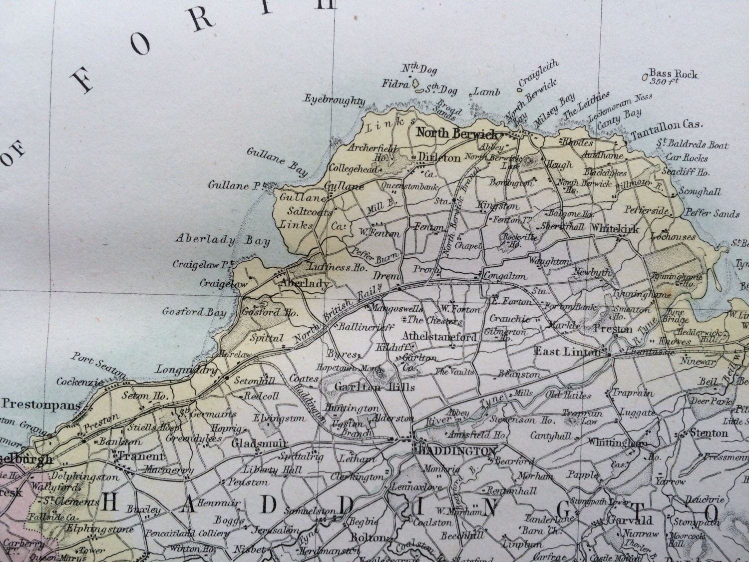 1870 FIRTH of FORTH Original Antique Map, 10 x 12.75 inches, historical
