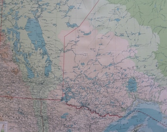 1922 Manitoba & North-West Ontario Large Original Antique Times Atlas Physical Map - Large Wall Map - Canada - Bathyorography