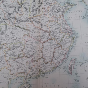 1898 China Extra Große Original Antike A & C Schwarze Karte - Asiatische Wanddekoration - Chinesische Geschichte - Geschenkidee - Wanddekoration