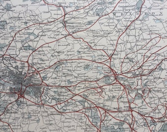 1883 Mineral Districts of Lanarkshire and Linlithgowshire Large Original Antique Map - Scottish Cartography, Geography, Scotland