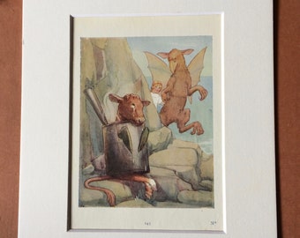 1922 Alice in Wonderland Original Vintage Margaret Tarrant  Illustration - Mounted and Matted - Available Framed - Nursery Decor