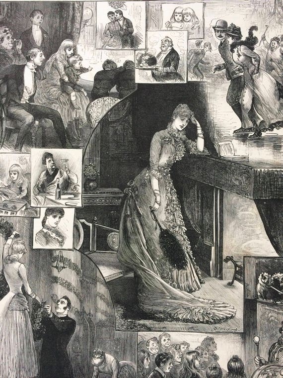 1883 Original Antique Engraving - Fireside Fancies Drawn by Hal
