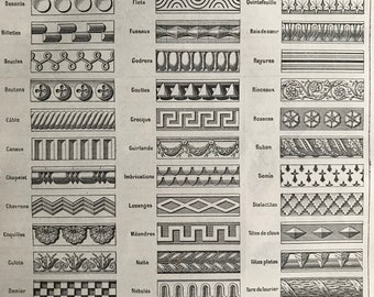 1923 Decorative Architecture  Original Antique Print - Mounted and Matted - Decorative Art - Architecture - Designs - Available Framed