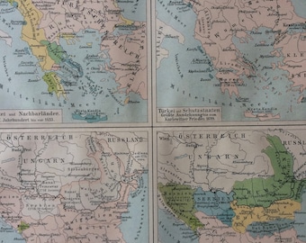 1897 European Turkey History Original Antique Map - Available Framed - Balkans - Ottoman Empire - Cartography - Vintage Map